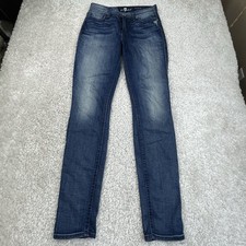 7 for all mankind mid rise Skinny Jeans stretch dark blue wash Sz 27 Casual E13