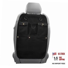 Black Car Seat Back Organizer with Multiple Pockets and Hooks black