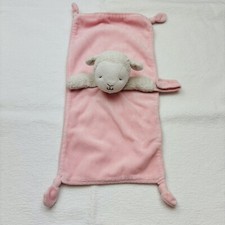 Carter's Lamb Sheep Lovey Security Blanket Pink White Pacifier Holder Knotted