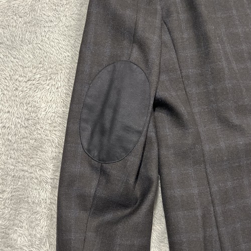 Ralph Lauren Blazer Mens 46L Navy Check Wool Leather Elbow Patch Jacket Coat - Picture 12 of 15
