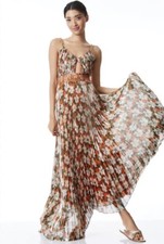 Alice + Olivia Gloria Chain-Strap Pleated Maxi Dress NWT - Size 0