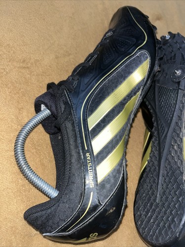 Adidas Uomo Taglia 12 Sprintstar 3 Tacchetti Pista Nero/Oro Metallizzato Leggero - Foto 11 di 24