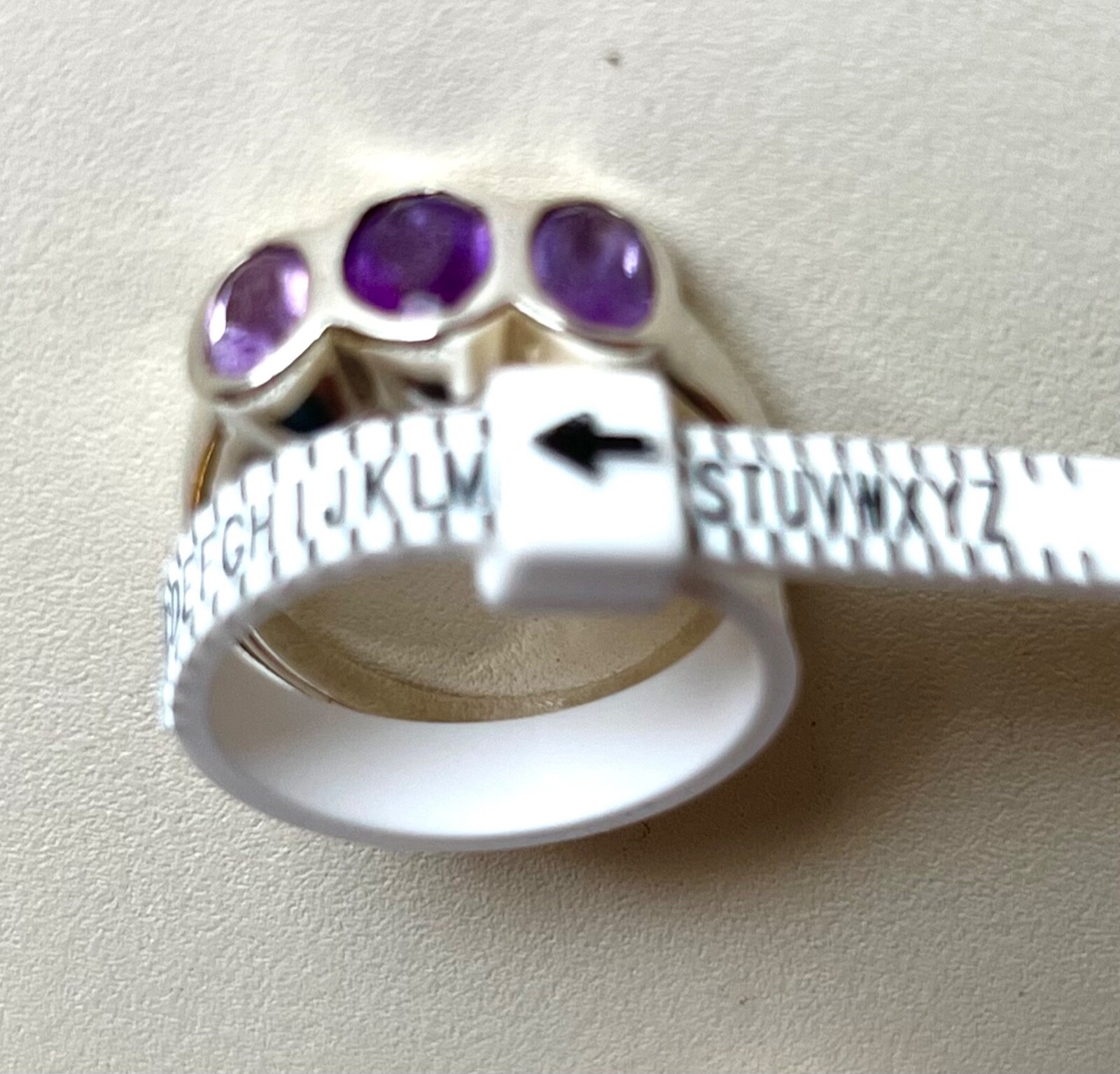 AMETHYST & SOLID SILVER TRILOGY RING Size M Semi … - image 8
