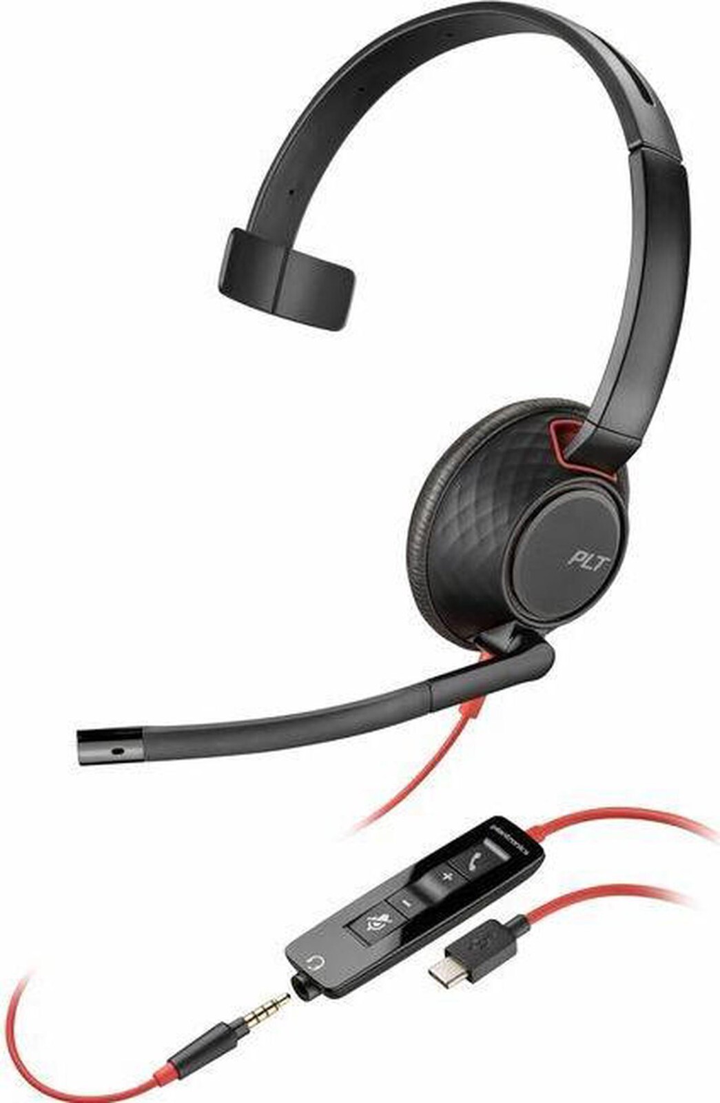 HP Poly Blackwire 5210 USB-C Headset with 3.5mm & USB-C/A Adapter-image
