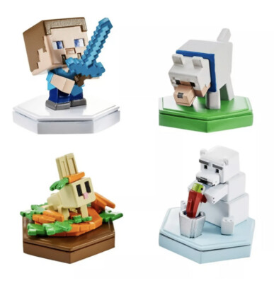 Minecraft Earth Boost Mini 4 pack Polar Bear Seeking Wolf Snacking Rabbit NEW