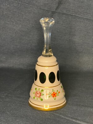 Salco - Kristall-Glocke,  weiß, mundgeblasen&handbemalt (H 18 cm, D 8 cm)  