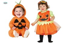 CARNEVALE HALLOWEEN VESTITO COSTUME ZUCCA PUMPKIN NEONATO PRIMA INFANZIA TUTINA
