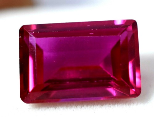 8.25 Ct Natural Pinkish Red Ruby Emerald Cut GGL Certified AAA+ Treated Gemstone - Picture 2 of 4