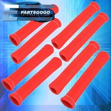 For Acura 8Pcs 7" Spark Plug Wire Shield Sleeve Insulation Cover Jdm Vip Red
