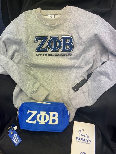 Zeta Phi Beta Sweatshirt Pack - Sz Medium Embroidered Chenille Letters + Extras