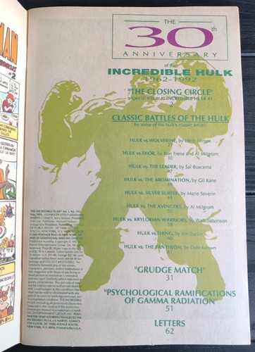 The Incredible Hulk #393 (Marvel 1992) Foil Cover 30th Anniversary - Picture 3 of 5