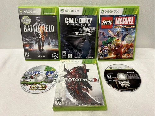 Microsoft Xbox 360 Lot of 6 Games: Battlefield 3, Ghosts, Marvel, Sonic, Guitar