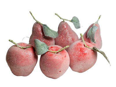 Vtg Sugared Fruit Lot Of 6 Apples Pears 