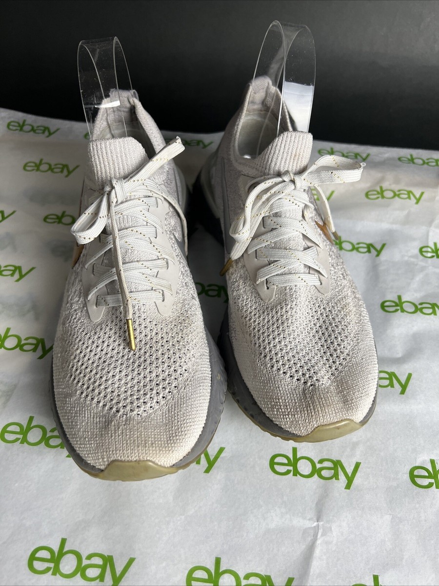 Nike Womens Epic React Flyknit Premium AV3048 Gray Gold Shoes
