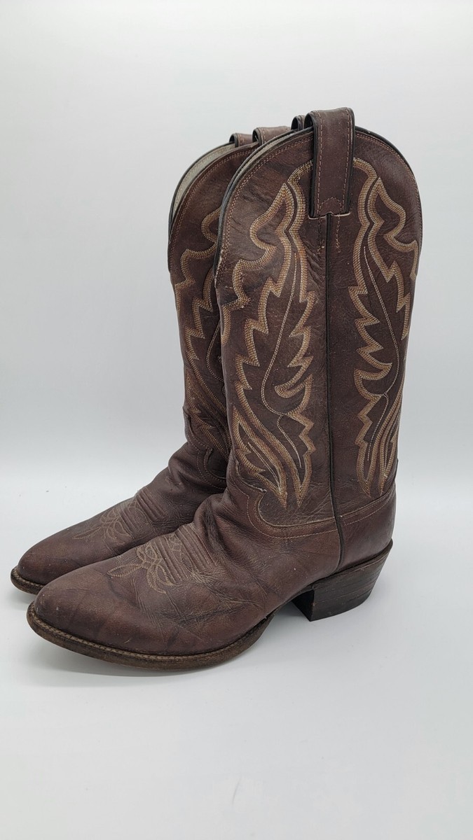 Justin Boots Style 1949 Brown Leather Cowboy Western size 9D USA