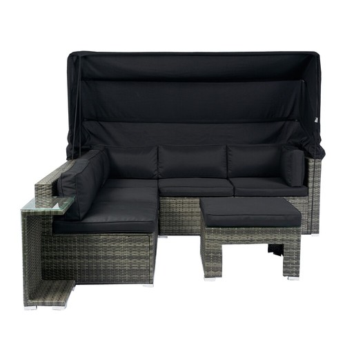 7-Piece Patio Furniture Set w Sectional Sofa Set Patio Furniture with Cushions - Picture 16 of 20