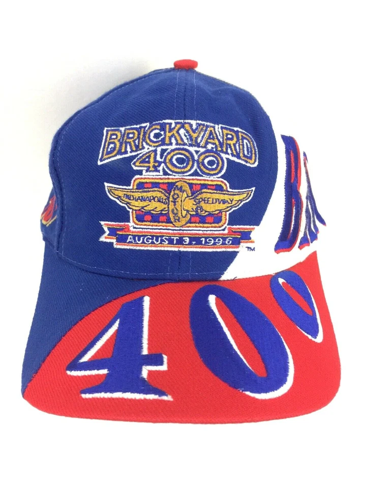 Vtg 90s Nascar Brickyard 400 Hat All Over Spell Out Logo Colorblock Snapback Cap - Image 3 of 4