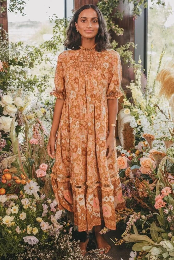 SPELL and the Gypsy Collective- Anne- midi Gown - Peach- Size L BNWT | eBay