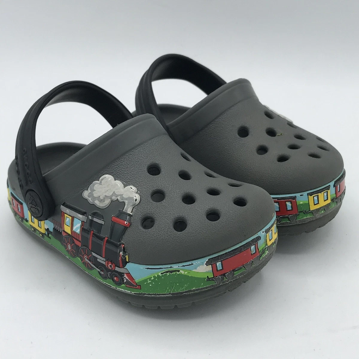 Bare overfyldt snave Sygdom Crocs Toddler Unisex c5 5 Fun Lab Train Band Slip-On Clogs Sandals Slate  Gray | eBay