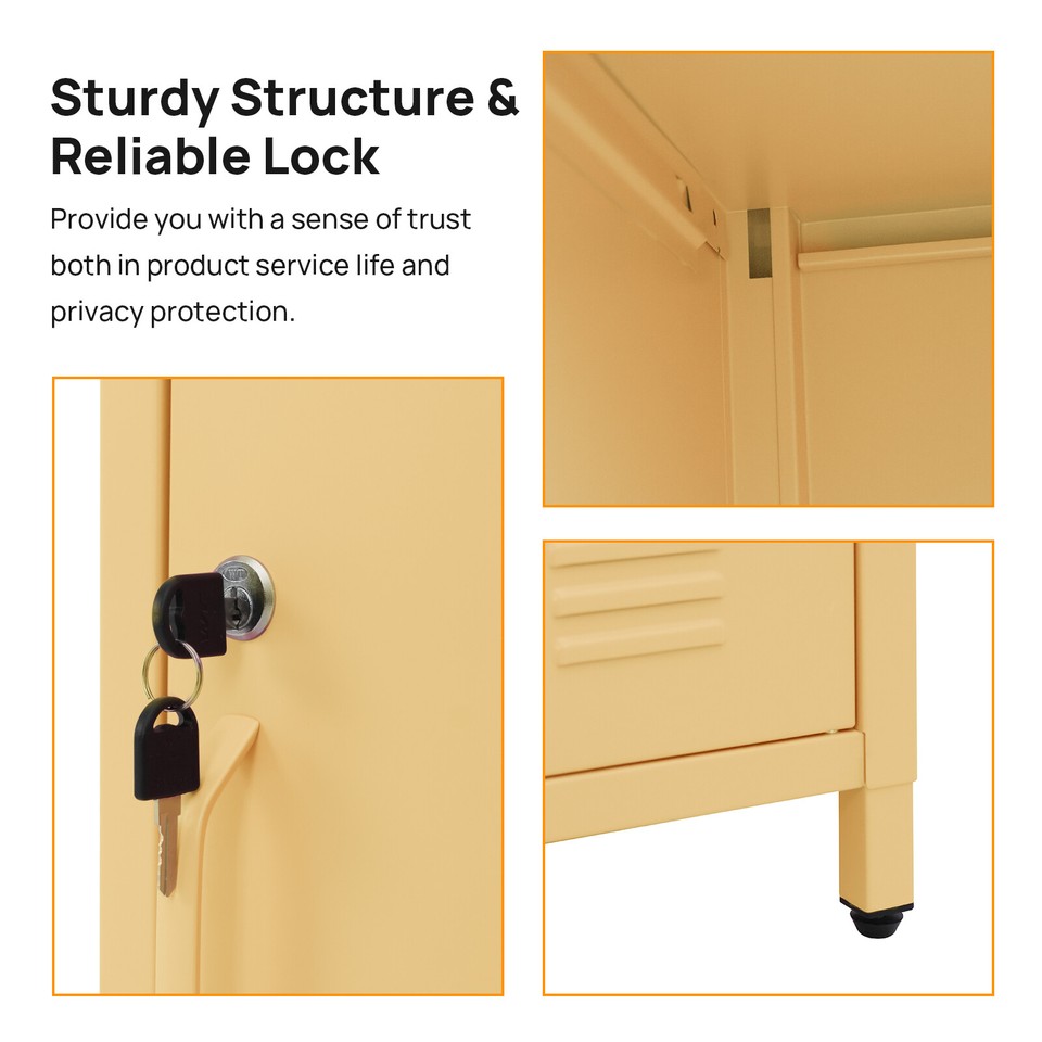 Night Table Lockable End Table Coffee Table Metal Locker Bedside ...