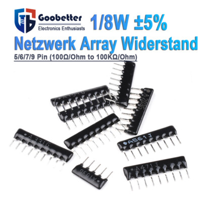 1/8W 5/6/7/9 Pin DIP Netzwerk Array Widerstand ±5% Bereich (100Ω/Ohm~100KΩ/Ohm)