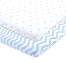 Luvable Friends Baby Boy Fitted Playard Sheet, Blue Chevron Stars, One Size