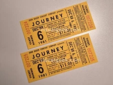 1 Pair Journey Concert Tickets Seattle Center Coliseum Dec. 6 1981 REPRINTS Stub