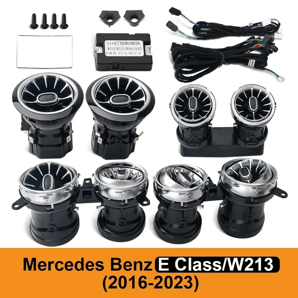 Luz ambiental de ventilación de CA de 8 piezas para Mercedes Benz Clase E W213 2016-2023 64 colores Foto 2 de 4