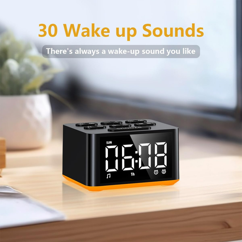 Small Sunrise Digital Alarm Clock Desk Bedroom Bedside Clocks with 2 Alarm Setti - Picture 5 of 12