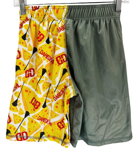 Daredevil Wreckless Lacrosse Youth Athletic Shorts- Green/Yellow, Medium - Picture 2 of 7