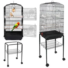 59''H Large Rooling Bird Cage Cockatiel Parakeet Finch House with Stand & Tray 