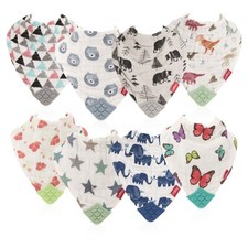 Nuby Soft Trends Stylish Cotton Muslin Bib with Teething Corner - Boy  Girl