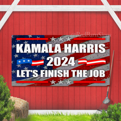 Kamala Harris 2024 Election Let's Finish The Job Vote Blue USA Flag
