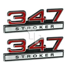 347 347ci Stroker 5.7 Liter Engine Emblem Logo Badge Red Chrome - 4 Long Pair