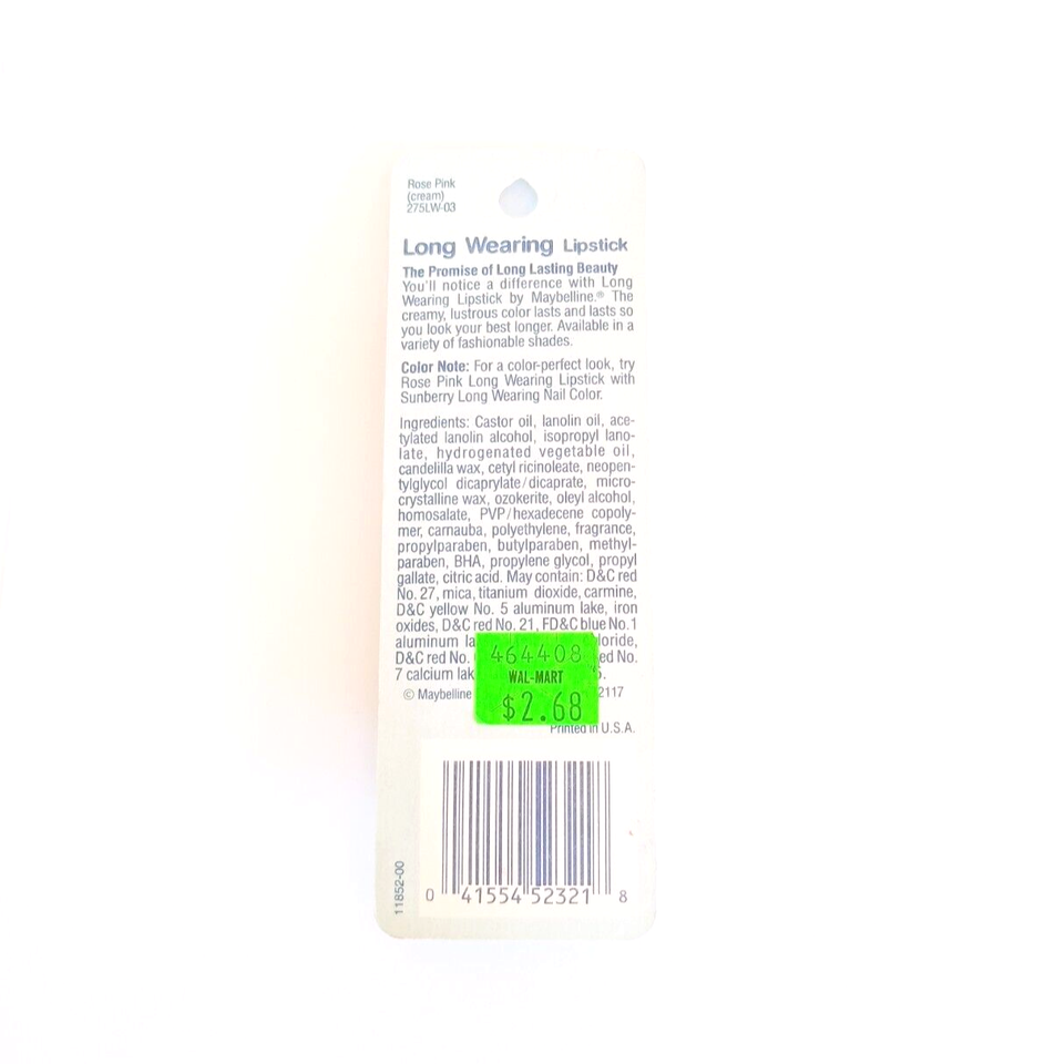 VTG Maybelline ROSE PINK Long Wearing Lipstick Hypoallergenic NEW IN BOX eBay