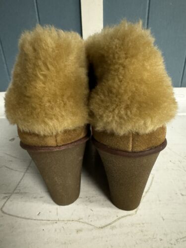 B MAKOWSKY Wedge Suede BF NELLIE Ankle Booties Real Leather Shoes Sherpa Sz 8 W - 第 5/7 張圖片