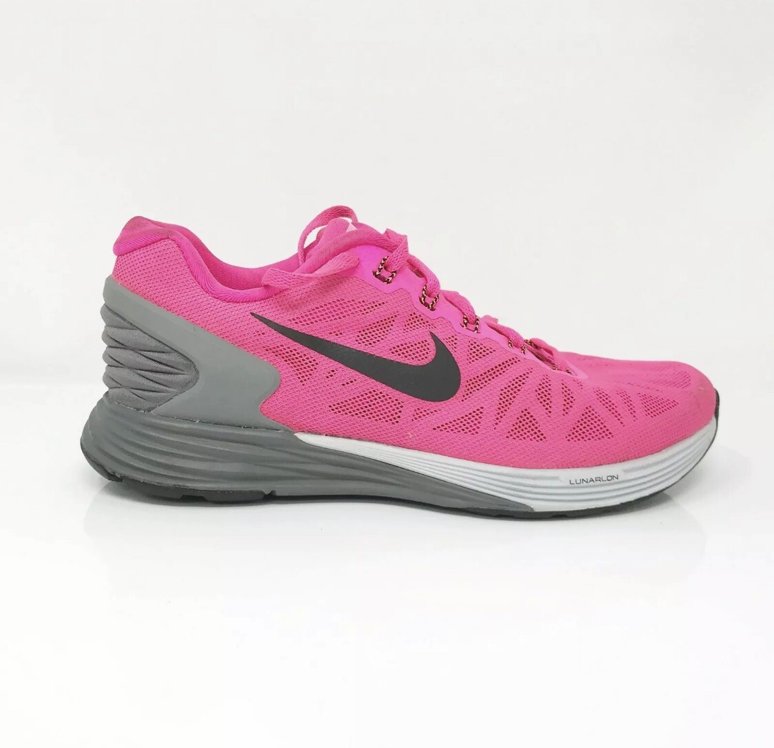 Nike Womens Lunarglide 6 654434-600 Hyper Pink Gray Running Shoes