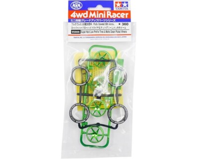 Cerchi E Gomme Per Mini 4WD Tamiya - Set Cerchi Verdi Con Gomme Dure - 30mm Diametro - Foto 4