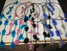 WHOLESALE SET OF 12 DREAMCATCHERS ,HAND MADE IN MEXICO, GIFTS , FEATHERS , 19"