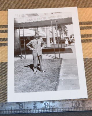 Photograph Dapper Man IN FRONT SAKS FIFTH AVENUE Miami SNAPSHOT Vintage