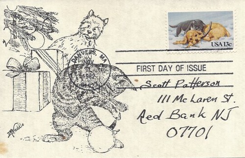 2025 13c CHRISTMAS KITTEN & PUPPY - T. Michael Widdle maxicard - Bild 1 von 2