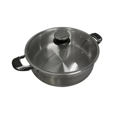 High Quality 12 Quart Stainless Steel Low Pot With Lid Capsule Base Cookware