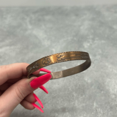 Vintage Solid Copper Greek Design Arm Cuff Bracelet Jewelry Bangle Healing