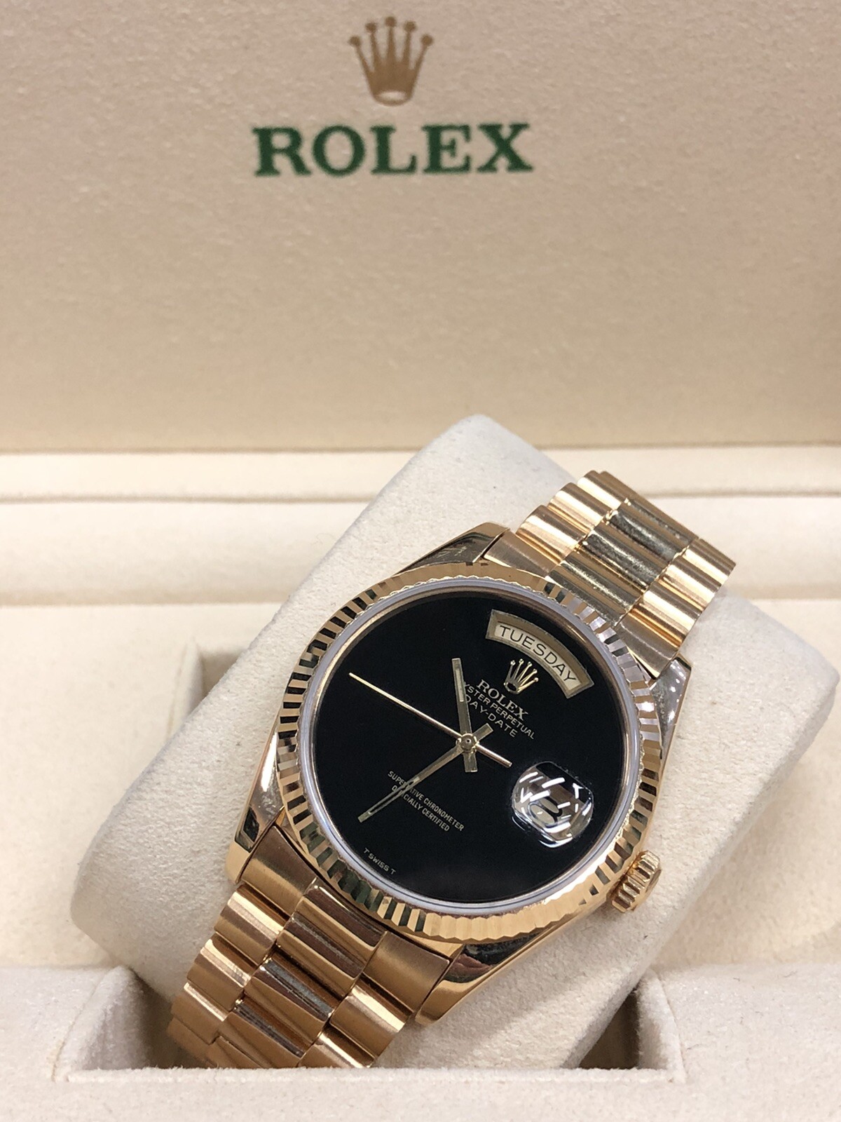 Rolex Day-Date (President) Men's Onyx Dial Watch - Ref- 18038 (EXTREMELY RARE!!) image 7