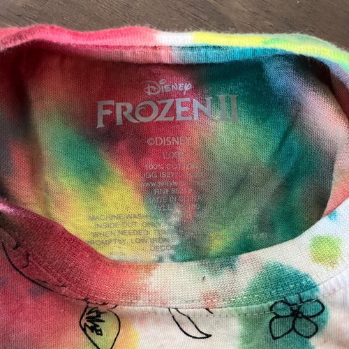 FROZEN 2 Tye Dye T Shirt Girls Size L/XL Disney Colorful Paint Splotch Tee - Picture 2 of 4