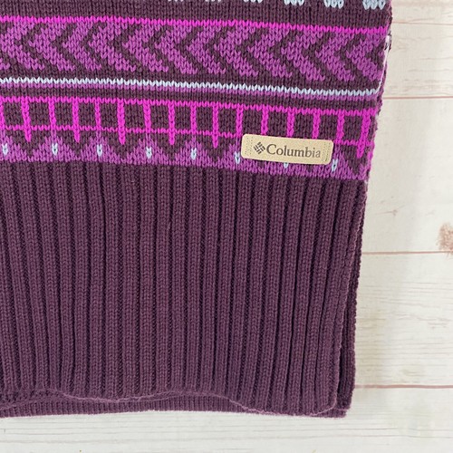 Columbia Womens Purple Print Knit Scarf OS 9"x68" 100% Acrylic Rectangle - Picture 4 of 8