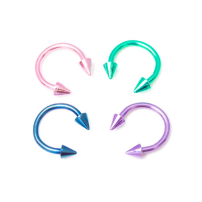 4PCS Surgical Steel 16G Circular Horseshoe Barbell Anodized Ear Lip Eyebrow Ring