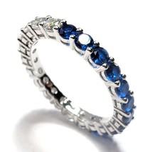4CTTW Eternity Ring, Clear and Blue Lab Created Diamonds , Silver 925, SO33
