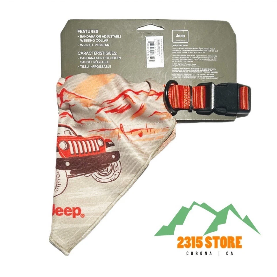 Jeep Backroads Dog Orange Bandana/Collar Adjustable Size Large 18-26” New - Image 2 of 3