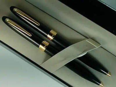 Sheaffer Made in the USA Crest Black and 23KT Gold Trim Ballpoint & 0.5MM Pencil